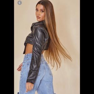 PLT Cropped Leather Jacket NWT